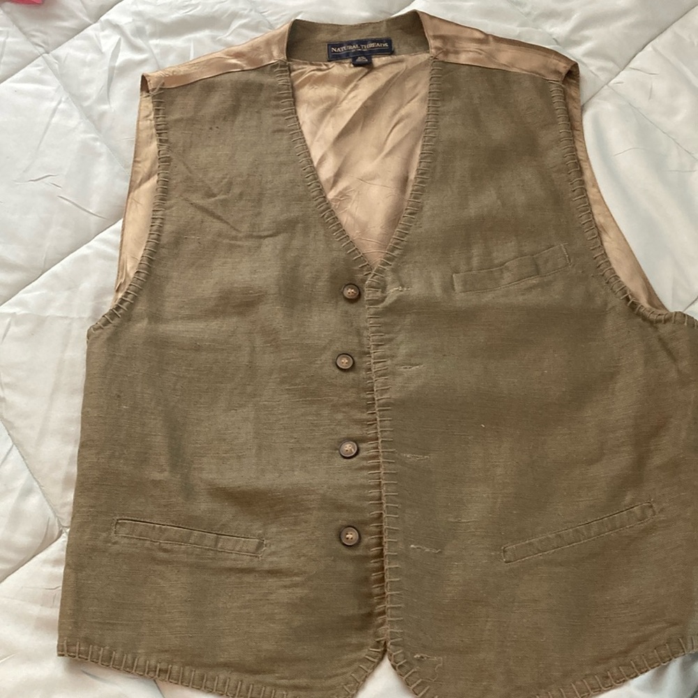 Men's Khaki Button-Up Vest